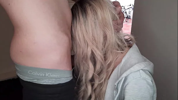 Public Dick Flash! Neighbour Girl Caught Guy Jerking off and Helped him Cum! Rough facefuck, deepthroat and cum hate